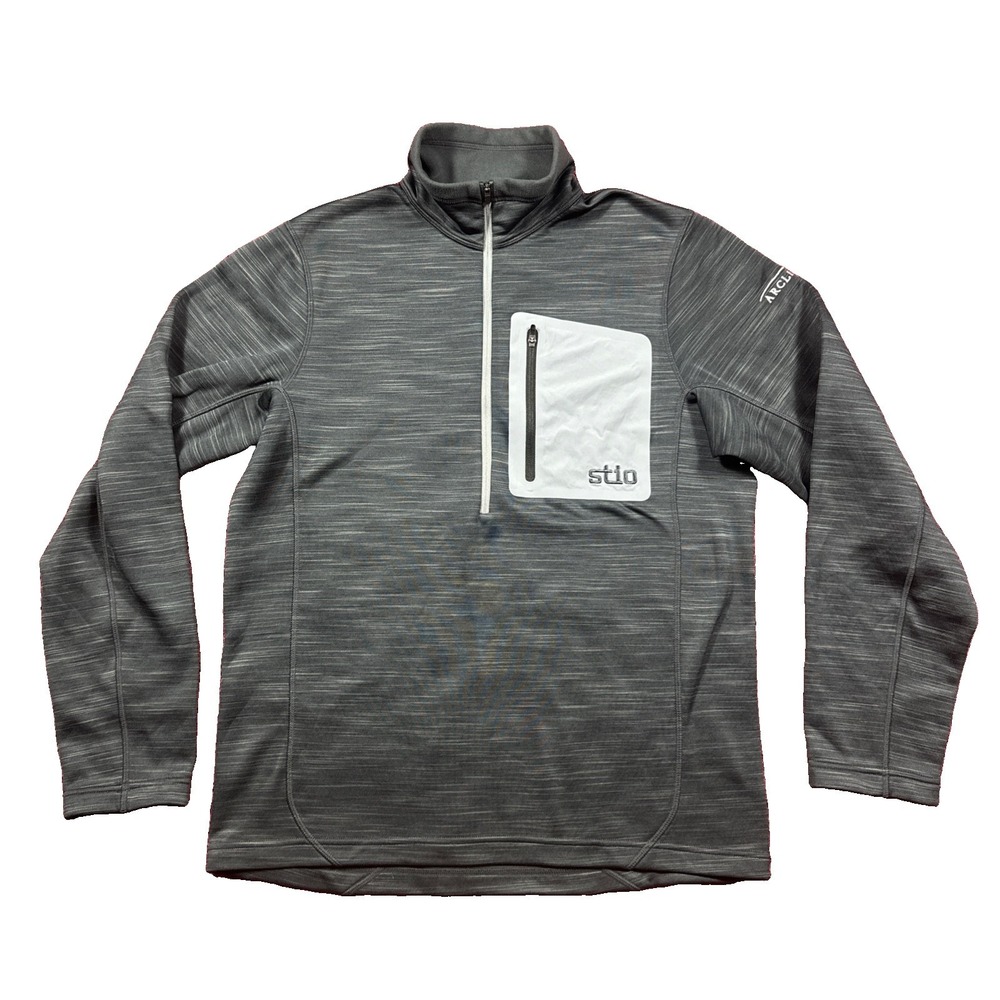 Stio Pullover Mens Medium Gorpcore Polyester Fleece Quarter Zip Gray Outdoor M